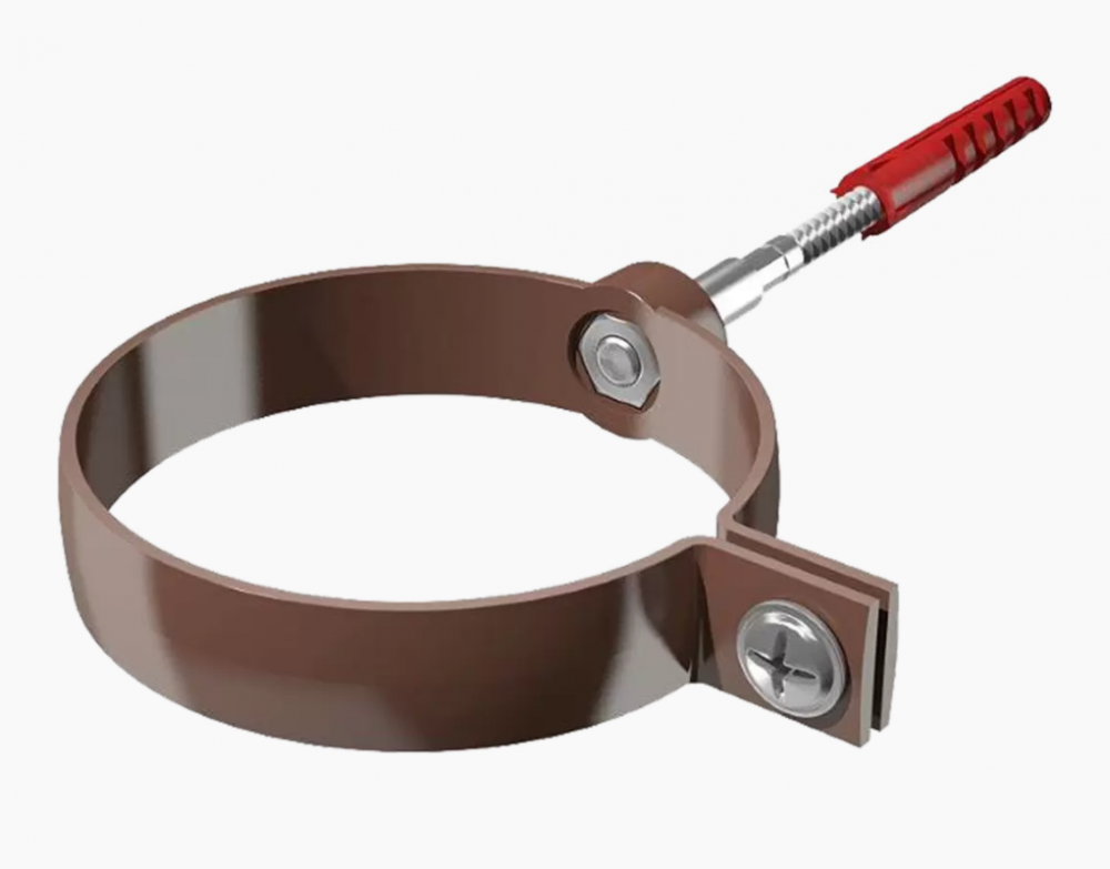 Хомут трубы универсальный L-140мм ТН ПВХ коричневый 8017