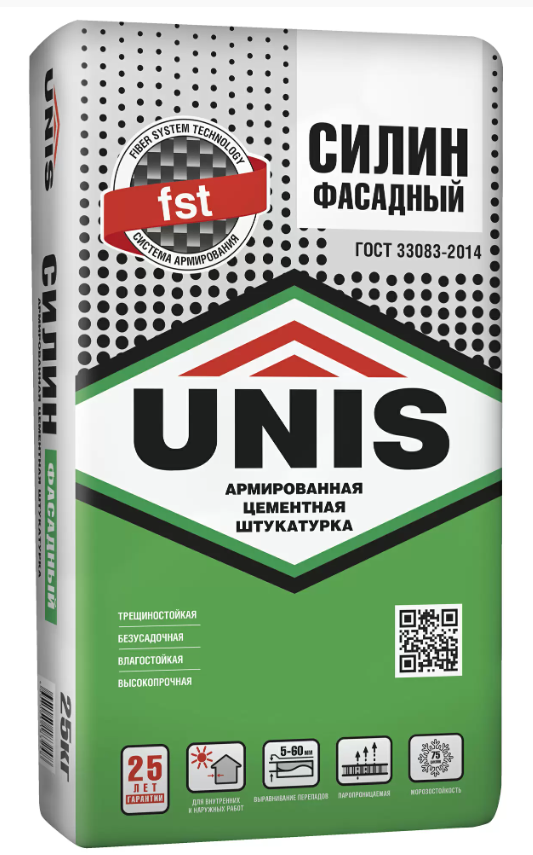Штукатурка цементная Unis Силин Фасадный, 25кг