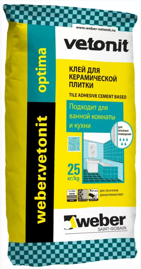 Клей для керамической плитки weber optima 25кг