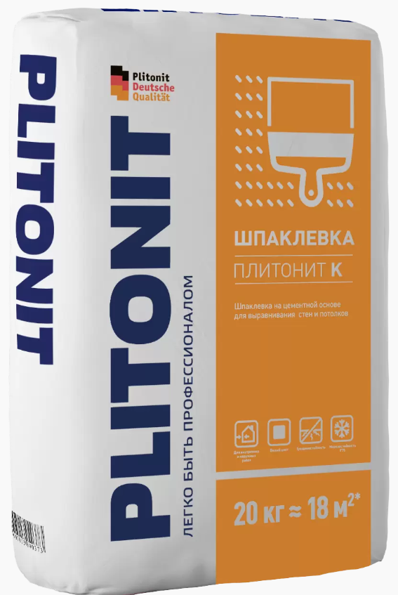 Шпаклевка цементная PLITONIT K белая, 20кг