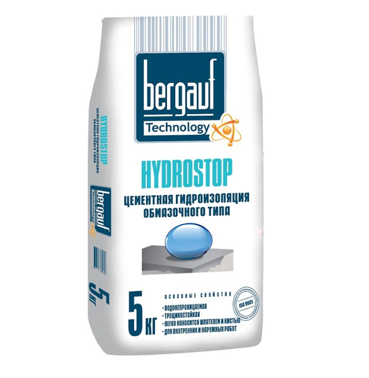 Гидроизоляция цементная обмазочного типа Bergauf Hydrostop, 5 кг