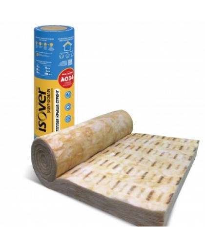 Утеплитель Изовер Теплая Крыша Стронг 50мм, 10 м2, 2 длинных плиты 1220х4100мм в рулоне (0,501 м3)