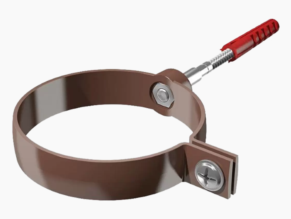 Хомут трубы универсальный L-180мм ТН ПВХ коричневый 8017