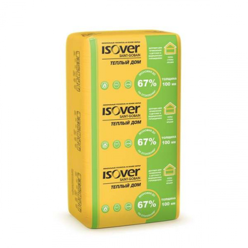 Утеплитель Изовер Теплый Дом Плита, 50мм, 9.99 м2, 610х1170мм (0,5 куб.м)