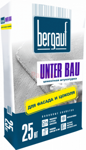 Штукатурка цементная Bergauf Unter Bau (для цоколя и фасадов), 25кг