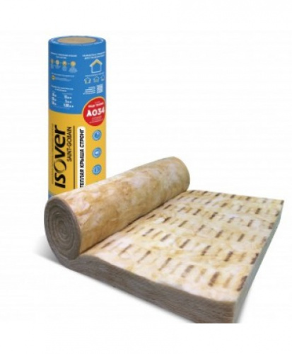 Утеплитель Изовер Теплая Крыша Стронг 100мм, 5 м2, 1 длинная плита 1220х4100мм в рулоне (0,501 м)